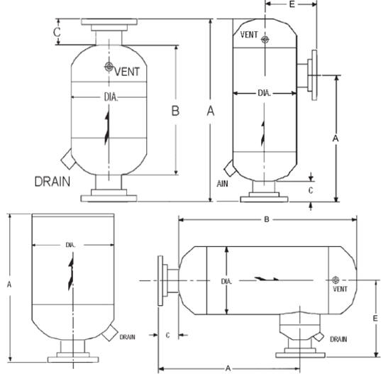10% Liquid Separation Vortex Gas Liquid Separators