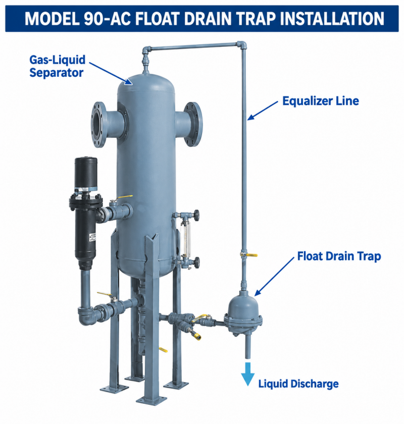 High and low level ports on a gas-liquid separator