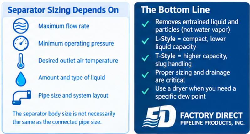 Compressed air liquid separator guidelines